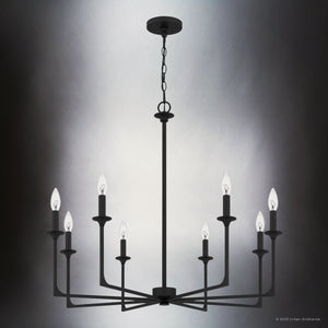 Urban Ambiance - Chandelier - UQL4987 Transitional Indoor Chandelier, 28.00''H x 32.00''W x 32.00''D, Matte Black Finish, Keswick Collection - 