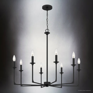 Urban Ambiance - Chandelier - UQL4987 Transitional Indoor Chandelier, 28.00''H x 32.00''W x 32.00''D, Matte Black Finish, Keswick Collection - 
