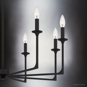 Urban Ambiance - Chandelier - UQL4987 Transitional Indoor Chandelier, 28.00''H x 32.00''W x 32.00''D, Matte Black Finish, Keswick Collection - 
