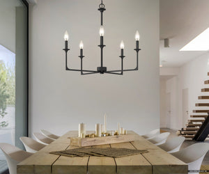 Urban Ambiance - Chandelier - UQL4988 Transitional Indoor Chandelier, 24.00''H x 26.00''W x 26.00''D, Matte Black Finish, Keswick Collection - 