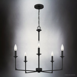 Urban Ambiance - Chandelier - UQL4988 Transitional Indoor Chandelier, 24.00''H x 26.00''W x 26.00''D, Matte Black Finish, Keswick Collection - 