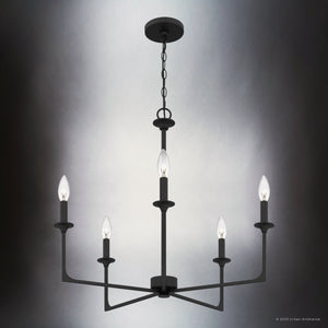 Urban Ambiance - Chandelier - UQL4988 Transitional Indoor Chandelier, 24.00''H x 26.00''W x 26.00''D, Matte Black Finish, Keswick Collection - 
