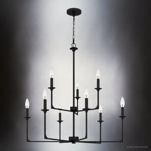 Urban Ambiance - Chandelier - UQL4989 Transitional Indoor Chandelier, 33.00''H x 32.00''W x 32.00''D, Matte Black Finish, Keswick Collection - 