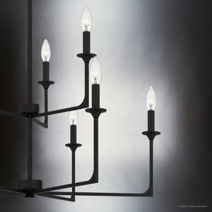 Urban Ambiance - Chandelier - UQL4989 Transitional Indoor Chandelier, 33.00''H x 32.00''W x 32.00''D, Matte Black Finish, Keswick Collection - 