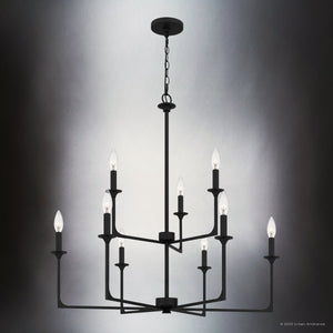 Urban Ambiance - Chandelier - UQL4989 Transitional Indoor Chandelier, 33.00''H x 32.00''W x 32.00''D, Matte Black Finish, Keswick Collection - 