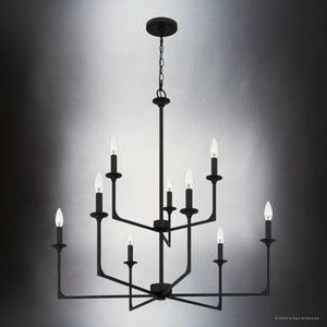 Urban Ambiance - Chandelier - UQL4989 Transitional Indoor Chandelier, 33.00''H x 32.00''W x 32.00''D, Matte Black Finish, Keswick Collection - 