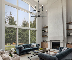 Urban Ambiance - Chandelier - UQL4989 Transitional Indoor Chandelier, 33.00''H x 32.00''W x 32.00''D, Matte Black Finish, Keswick Collection - 