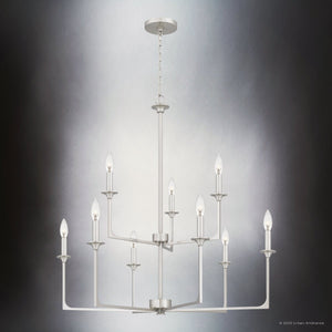 Urban Ambiance - Chandelier - UQL4992 Transitional Indoor Chandelier, 33.00''H x 32.00''W x 32.00''D, Brushed Nickel Finish, Keswick Collection - 