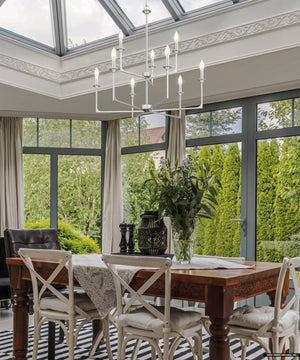 Urban Ambiance - Chandelier - UQL4992 Transitional Indoor Chandelier, 33.00''H x 32.00''W x 32.00''D, Brushed Nickel Finish, Keswick Collection - 
