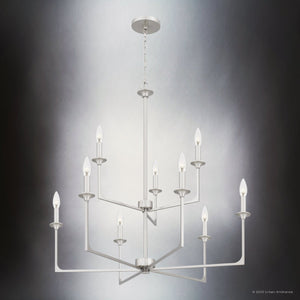 Urban Ambiance - Chandelier - UQL4992 Transitional Indoor Chandelier, 33.00''H x 32.00''W x 32.00''D, Brushed Nickel Finish, Keswick Collection - 