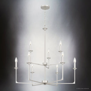 Urban Ambiance - Chandelier - UQL4992 Transitional Indoor Chandelier, 33.00''H x 32.00''W x 32.00''D, Brushed Nickel Finish, Keswick Collection - 