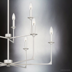 Urban Ambiance - Chandelier - UQL4992 Transitional Indoor Chandelier, 33.00''H x 32.00''W x 32.00''D, Brushed Nickel Finish, Keswick Collection - 