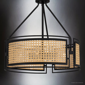 Urban Ambiance - Pendant - UQL5000 Bohemian Indoor Pendant, 19.50''H x 18.00''W x 18.00''D, Matte Black Finish, Hannover Collection - 