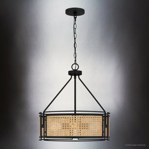 Urban Ambiance - Pendant - UQL5000 Bohemian Indoor Pendant, 19.50''H x 18.00''W x 18.00''D, Matte Black Finish, Hannover Collection - 