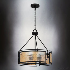 Urban Ambiance - Pendant - UQL5000 Bohemian Indoor Pendant, 19.50''H x 18.00''W x 18.00''D, Matte Black Finish, Hannover Collection - 
