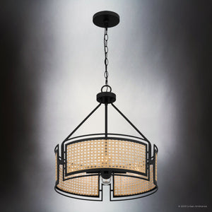 Urban Ambiance - Pendant - UQL5000 Bohemian Indoor Pendant, 19.50''H x 18.00''W x 18.00''D, Matte Black Finish, Hannover Collection - 