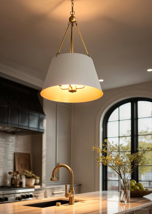 Urban Ambiance - Pendant - UQL5013 New Traditional Indoor Pendant, 25.50''H x 18.50''W x 18.50''D, White Finish, Zennor Collection - 