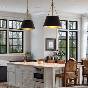 Urban Ambiance - Pendant - UQL5014 New Traditional Indoor Pendant, 25.50''H x 18.50''W x 18.50''D, Matte Black Finish, Zennor Collection - 