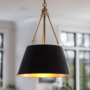 Urban Ambiance - Pendant - UQL5014 New Traditional Indoor Pendant, 25.50''H x 18.50''W x 18.50''D, Matte Black Finish, Zennor Collection - 