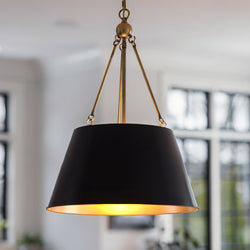 Urban Ambiance - Pendant - UQL5014 New Traditional Indoor Pendant, 25.50''H x 18.50''W x 18.50''D, Matte Black Finish, Zennor Collection - 