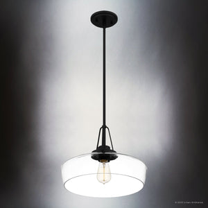 Urban Ambiance - Pendant - UQL5015 New Traditional Indoor Pendant, 11.25''H x 14.00''W x 14.00''D, Matte Black Finish, Zennor Collection - 