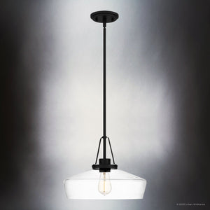 Urban Ambiance - Pendant - UQL5015 New Traditional Indoor Pendant, 11.25''H x 14.00''W x 14.00''D, Matte Black Finish, Zennor Collection - 