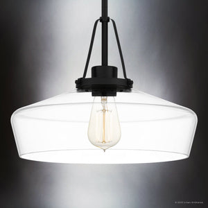 Urban Ambiance - Pendant - UQL5015 New Traditional Indoor Pendant, 11.25''H x 14.00''W x 14.00''D, Matte Black Finish, Zennor Collection - 