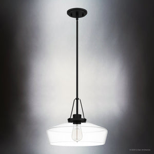 Urban Ambiance - Pendant - UQL5015 New Traditional Indoor Pendant, 11.25''H x 14.00''W x 14.00''D, Matte Black Finish, Zennor Collection - 