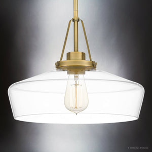 Urban Ambiance - Pendant - UQL5016 New Traditional Indoor Pendant, 11.25''H x 14.00''W x 14.00''D, Aged Brass Finish, Zennor Collection - 