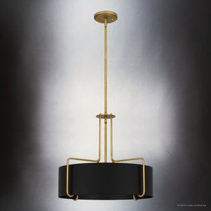Urban Ambiance - Pendant - UQL5017 Urban Loft Indoor Pendant, 17.25''H x 20.00''W x 20.00''D, Aged Brass Finish, Zennor Collection - 