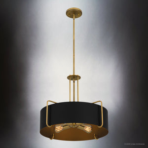 Urban Ambiance - Pendant - UQL5017 Urban Loft Indoor Pendant, 17.25''H x 20.00''W x 20.00''D, Aged Brass Finish, Zennor Collection - 