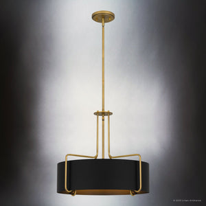 Urban Ambiance - Pendant - UQL5017 Urban Loft Indoor Pendant, 17.25''H x 20.00''W x 20.00''D, Aged Brass Finish, Zennor Collection - 
