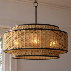 Urban Ambiance - Pendant - UQL5018 Modern Rustic Indoor Chandelier or Pendant, 19.00''H x 20.00''W x 20.00''D, Matte Black Finish, Zennor Collection - 