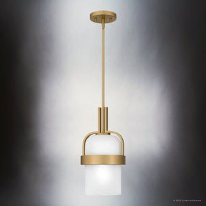 Urban Ambiance - Pendant - UQL5021 Modern Indoor Pendant, 15.25''H x 8.00''W x 8.00''D, Aged Brass Finish, San Sebastian Collection - 
