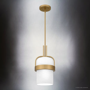 Urban Ambiance - Pendant - UQL5021 Modern Indoor Pendant, 15.25''H x 8.00''W x 8.00''D, Aged Brass Finish, San Sebastian Collection - 