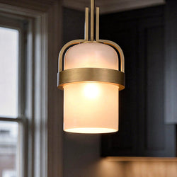 Urban Ambiance - Pendant Light - UQL5021 Modern Indoor Pendant, 15.25''H x 8.00''W x 8.00''D, Aged Brass Finish, San Sebastian Collection -