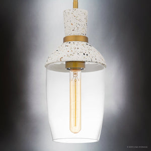 Urban Ambiance - Pendant - UQL5024 Bohemian Indoor Pendant, 13.75''H x 6.25''W x 6.25''D, Aged Brass Finish, San Sebastian Collection - 