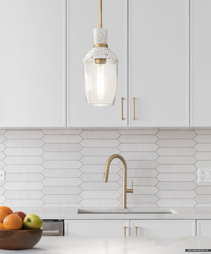 Urban Ambiance - Pendant - UQL5024 Bohemian Indoor Pendant, 13.75''H x 6.25''W x 6.25''D, Aged Brass Finish, San Sebastian Collection - 
