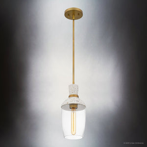 Urban Ambiance - Pendant - UQL5024 Bohemian Indoor Pendant, 13.75''H x 6.25''W x 6.25''D, Aged Brass Finish, San Sebastian Collection - 