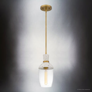 Urban Ambiance - Pendant - UQL5024 Bohemian Indoor Pendant, 13.75''H x 6.25''W x 6.25''D, Aged Brass Finish, San Sebastian Collection - 