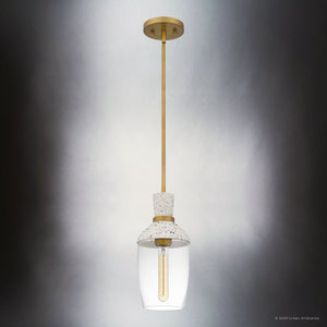 Urban Ambiance - Pendant - UQL5024 Bohemian Indoor Pendant, 13.75''H x 6.25''W x 6.25''D, Aged Brass Finish, San Sebastian Collection - 