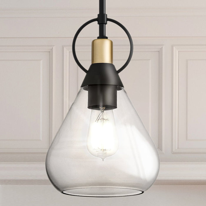 UQL5025 Natural Indoor Pendant, 12.50''H x 8.00''W x 8.00''D, Matte Black Finish, San Sebastian Collection