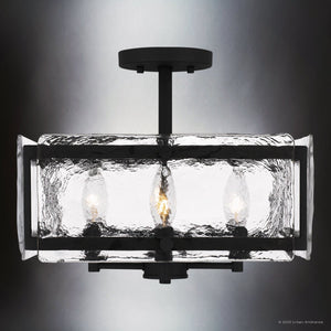 Urban Ambiance - Ceiling Light - UQL5030 Coastal Indoor Ceiling Light, 12.25''H x 15.00''W x 15.00''D, Earth Black Finish, Moers Collection - 