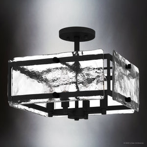 Urban Ambiance - Ceiling Light - UQL5030 Coastal Indoor Ceiling Light, 12.25''H x 15.00''W x 15.00''D, Earth Black Finish, Moers Collection - 