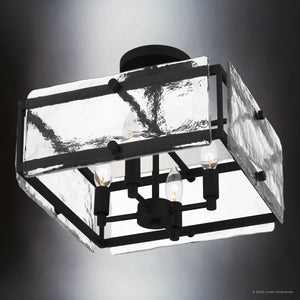 Urban Ambiance - Ceiling Light - UQL5030 Coastal Indoor Ceiling Light, 12.25''H x 15.00''W x 15.00''D, Earth Black Finish, Moers Collection - 