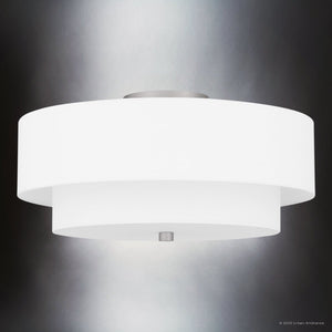 Urban Ambiance - Ceiling Light - UQL5036 Mid - Century Modern Indoor Ceiling Light, 8.00''H x 16.00''W x 16.00''D, Brushed Nickel Finish, Moers Collection - 
