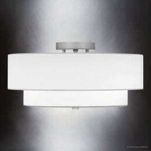 Urban Ambiance - Ceiling Light - UQL5036 Mid - Century Modern Indoor Ceiling Light, 8.00''H x 16.00''W x 16.00''D, Brushed Nickel Finish, Moers Collection - 