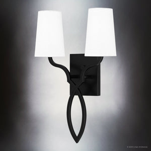 Urban Ambiance - Wall Sconce - UQL5043 Mediterranean Indoor Wall Sconce, 18.00''H x 12.00''W x 5.00''D, Matte Black Finish, Rugby Collection - 