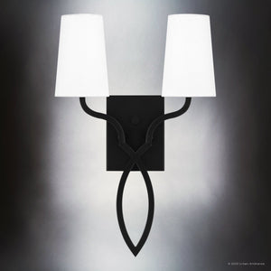 Urban Ambiance - Wall Sconce - UQL5043 Mediterranean Indoor Wall Sconce, 18.00''H x 12.00''W x 5.00''D, Matte Black Finish, Rugby Collection - 