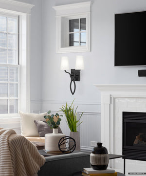 Urban Ambiance - Wall Sconce - UQL5043 Mediterranean Indoor Wall Sconce, 18.00''H x 12.00''W x 5.00''D, Matte Black Finish, Rugby Collection - 
